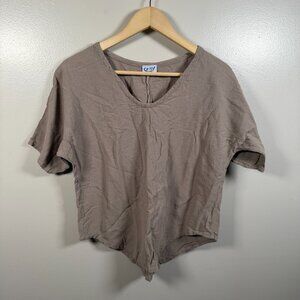 Oh My Gauze V-neck Top Size 1 Small Medium Mocha Brown Minimal Lagenlook